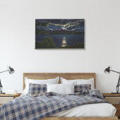 Seattle, Washington - Moonlit Uitzicht van Mt. Canvas Afdruk (Insitu (Slaapkamer))