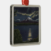 Seattle, Washington - Moonlit Uitzicht van Mt. Metalen Ornament (Rechts)