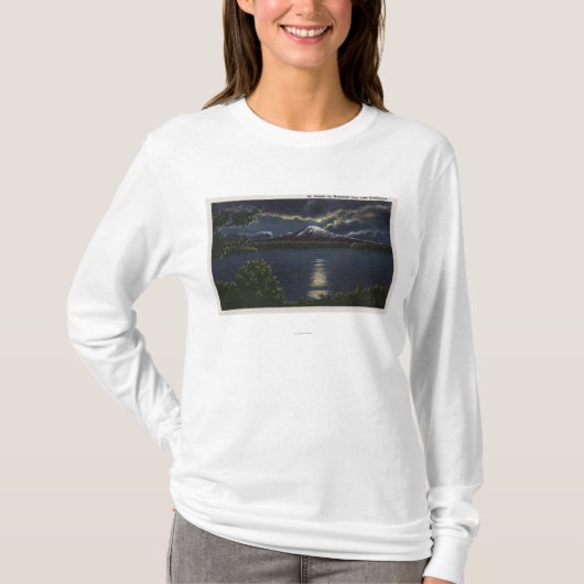 Seattle, Washington - Moonlit Uitzicht van Mt. T-shirt (Voorkant)