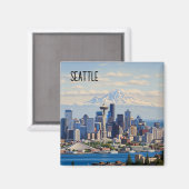 Seattle Washington Mt Rainier Magneet (Voorkant / Achterkant)