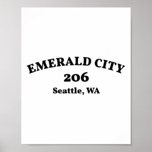 Seattle Washington Netnummer 206 Emerald City Poster