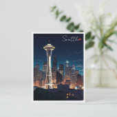 Seattle Washington Night Briefkaart (Staand voorkant)