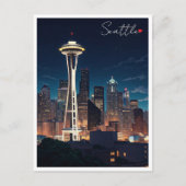 Seattle Washington Night Briefkaart (Voorkant)