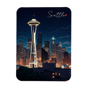 Seattle Washington Night Magneet