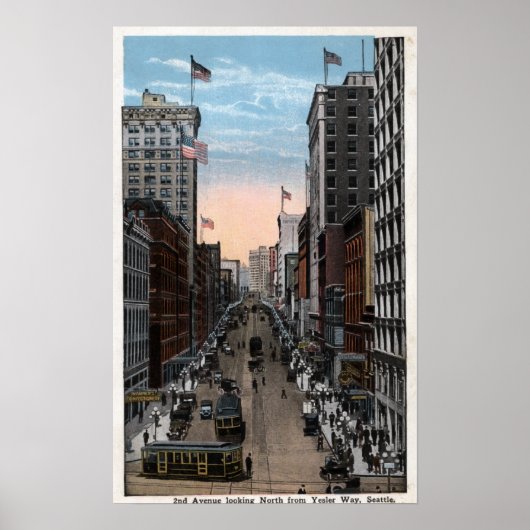 Seattle, Washington - Noordelijk Uitzicht van de T Poster (Voorkant)