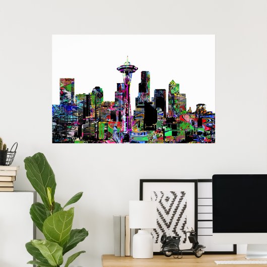 Seattle, Washington op graffiti Poster (Thuiskantoor)