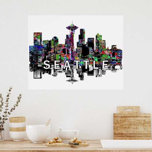 Seattle, Washington op graffiti Poster (Keuken)