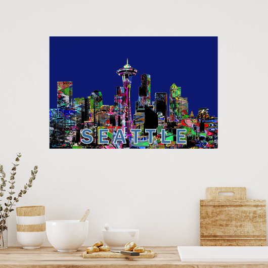 Seattle, Washington op graffiti Poster (Keuken)