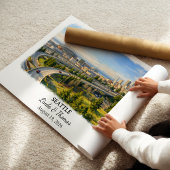 Seattle Washington Poster, Aquarel, Op Maat Poster