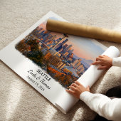 Seattle Washington Poster, Aquarel, Op Maat Poster