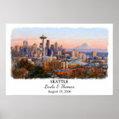 Seattle Washington Poster, Aquarel, Op Maat Poster (Voorkant)
