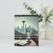 Seattle Washington Rain Love Koffie Briefkaart (Staand voorkant)