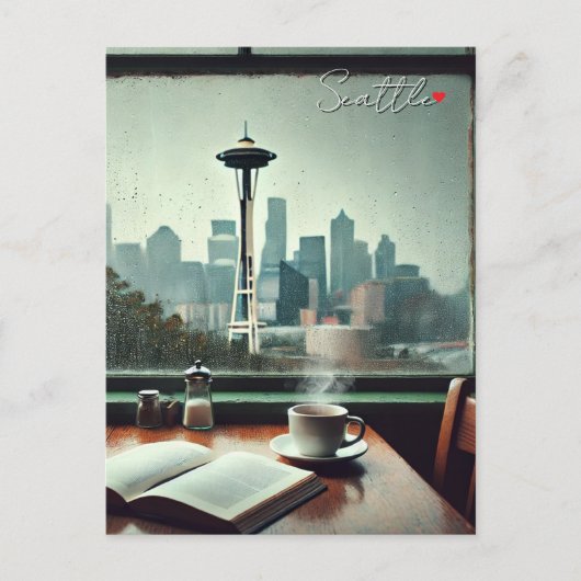 Seattle Washington Rain Love Koffie Briefkaart (Voorkant)