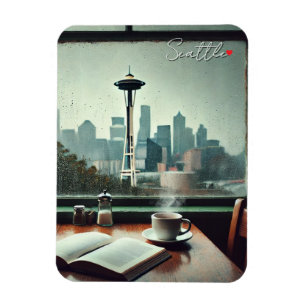 Seattle Washington Rain Love Koffie Magneet