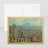 Seattle Washington Rainier Skyline Vintage Travel Briefkaart (Voorkant / Achterkant)