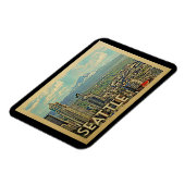 Seattle Washington Rainier Skyline Vintage Travel Magneet (Linkerzijde)