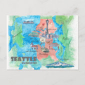 Seattle Washington Reisgids Briefkaart (Voorkant)