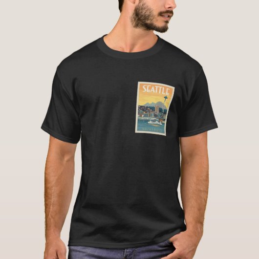 Seattle Washington Reisposter T-shirt (Voorkant)