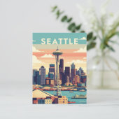Seattle Washington Retro Briefkaart (Staand voorkant)