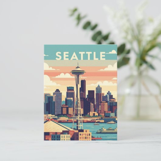 Seattle Washington Retro  Briefkaart (Staand voorkant)