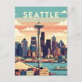 Seattle Washington Retro Briefkaart (Voorkant)