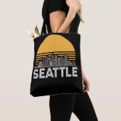 Seattle Washington Retro City Skyline Tote Bag (Dichtbij)