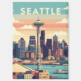 Seattle Washington Retro  Magneet
