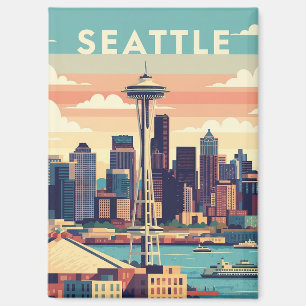 Seattle Washington Retro  Magneet