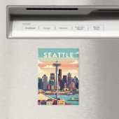 Seattle Washington Retro Magneet (Insitu (Vaatwasser))