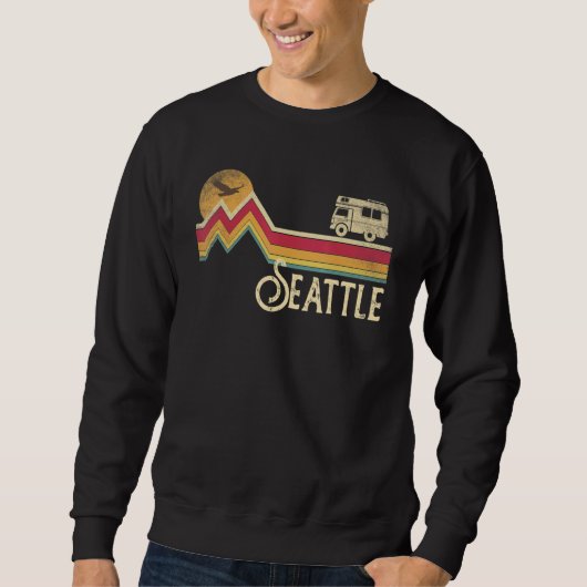 Seattle Washington Retro Style Mannen Vrouwen Trui (Voorkant)