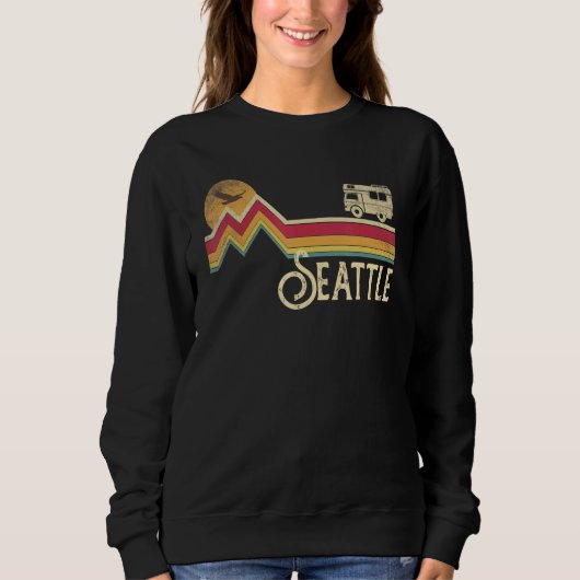 Seattle Washington Retro Style Mannen Vrouwen Trui (Voorkant)
