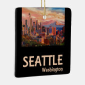Seattle Washington Retro Travel Poster Keramisch Ornament (Rechts)