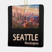 Seattle Washington Retro Travel Poster Keramisch Ornament (Links)