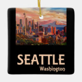 Seattle Washington Retro Travel Poster Keramisch Ornament (Voorkant)