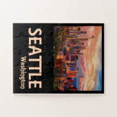 Seattle Washington Retro Travel Poster Legpuzzel (Horizontaal)