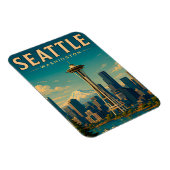 ☕ Seattle Washington Retro Vakantieherinnering Magneet (Rechterzijde)