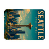 ☕ Seattle Washington Retro Vakantieherinnering Magneet (Horizontaal)