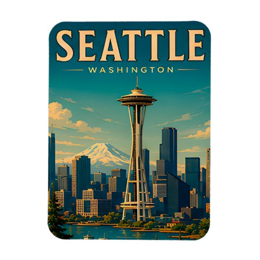 ☕ Seattle Washington Retro Vakantieherinnering Magneet (Verticaal)