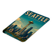 ☕ Seattle Washington Retro Vakantieherinnering Magneet (Linkerzijde)