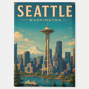 ☕ Seattle Washington Retro Vakantieherinnering Magneet