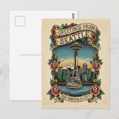 Seattle Washington Retro Vintage Briefkaart (Voorkant / Achterkant)