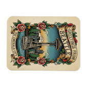 Seattle Washington Retro Vintage Magneet (Horizontaal)