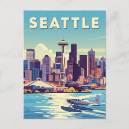 Seattle Washington Retro watervliegtuig Briefkaart