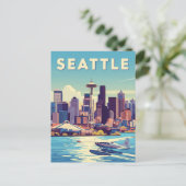 Seattle Washington Retro watervliegtuig Briefkaart (Staand voorkant)