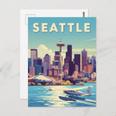 Seattle Washington Retro watervliegtuig Briefkaart (Voorkant / Achterkant)