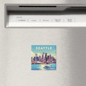 Seattle Washington Retro watervliegtuig Magneet (Insitu (Vaatwasser))