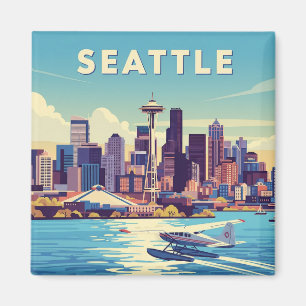 Seattle Washington Retro watervliegtuig Magneet