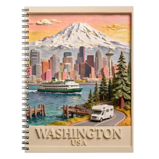 Seattle Washington Road Trip Getextureerde Stadshe Notitieboek (Voorkant)