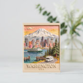 Seattle Washington Roadtrip Getextureerde Stadshem Briefkaart (Staand voorkant)