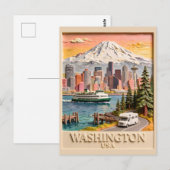Seattle Washington Roadtrip Getextureerde Stadshem Briefkaart (Voorkant / Achterkant)